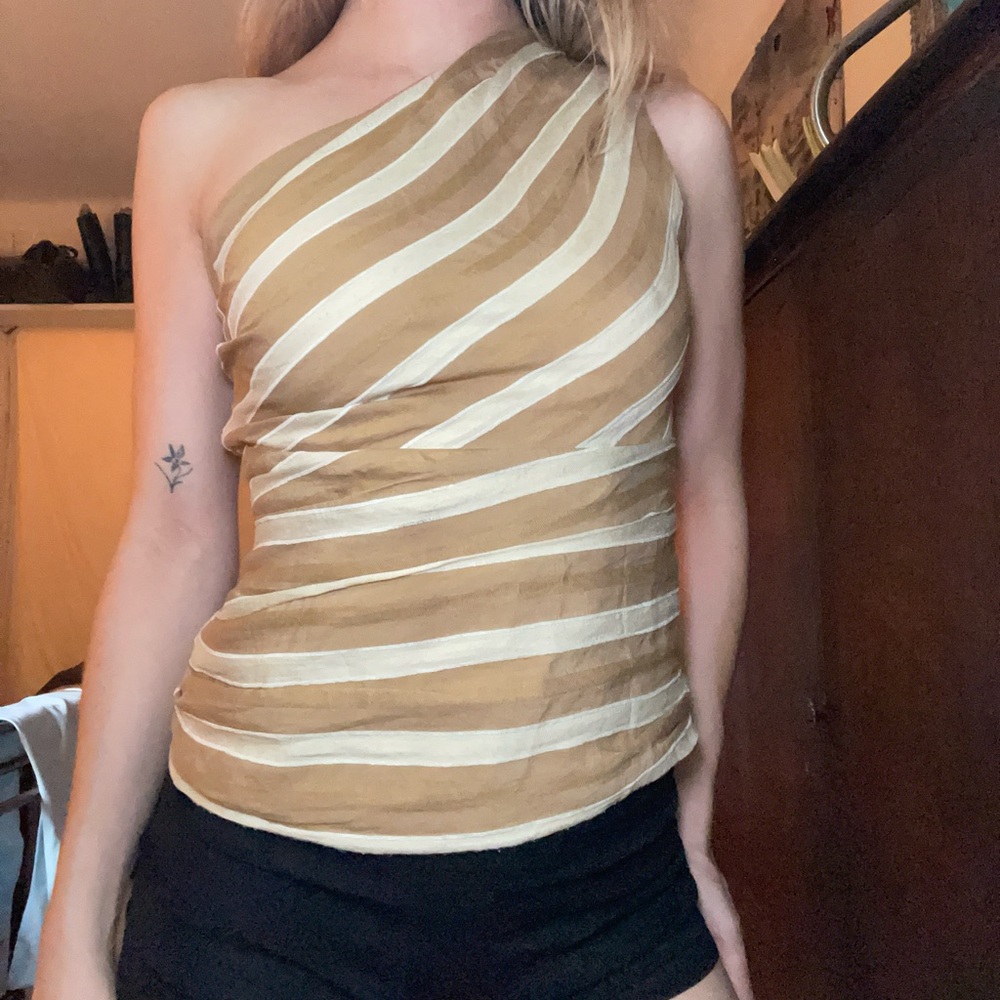 Zara One Shoulder Striped Top
